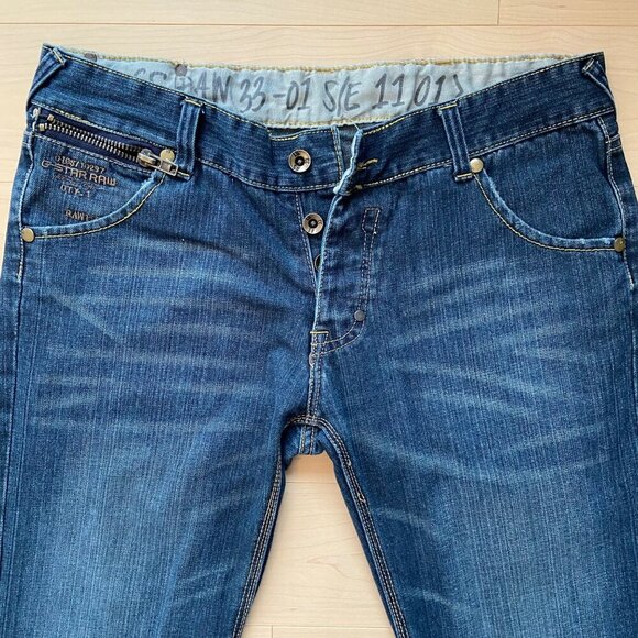 G-Star Raw Mens Jeans 38 Medium Wash Denim Straight Fit Embroidered Back 33-01SE - Picture 3 of 14